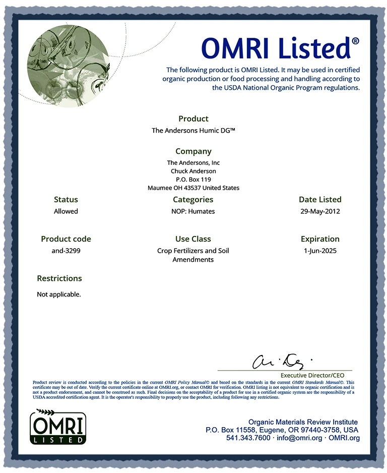 organic certification document