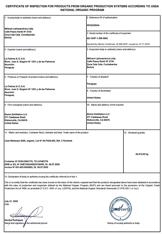 Certificate of Inspection